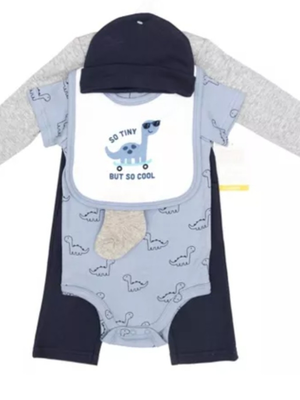Hudson Baby Infant Boys Cotton Layette 6 Piece Set Cool Skateboard Dino 3-6M NWT